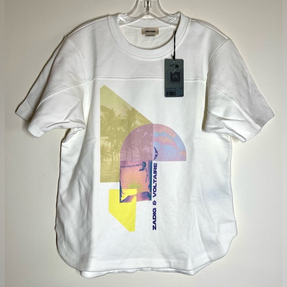 Zadig & Voltaire | Bow Mo Terry Palmier | Tee Shirt | Large - Picture 1 of 5